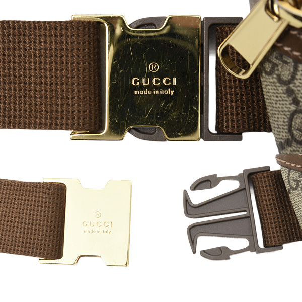 グッチ バッグ レディース メンズ ベルトバッグ インターロッキングG GGスプリーム PVC エボニー ブラウン GUCCI 682933 中古