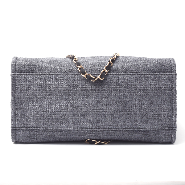 シャネル バッグ レディース ドーヴィル 2WAYチェーントートバッグ ショルダー ラフィア グレー 27番台 CHANEL 中古