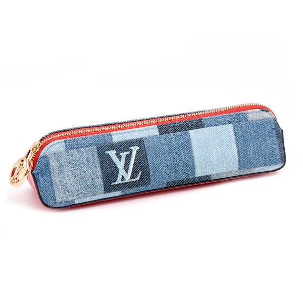 ルイヴィトン ペンケース レディース トゥルースエリザベットモノグラムデニム デニムブルー レッド GI0444 Louis Vuitton 中古