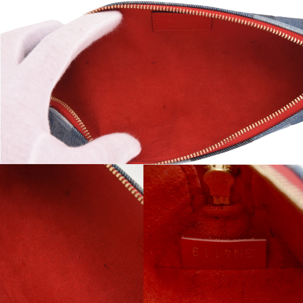 ルイヴィトン ペンケース レディース トゥルースエリザベットモノグラムデニム デニムブルー レッド GI0444 Louis Vuitton 中古