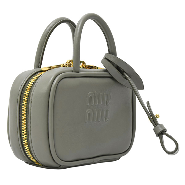 ミュウミュウ ブランド小物 レディース マイクロバッグチャーム レザー グレー MIUMIU 5NR036中古