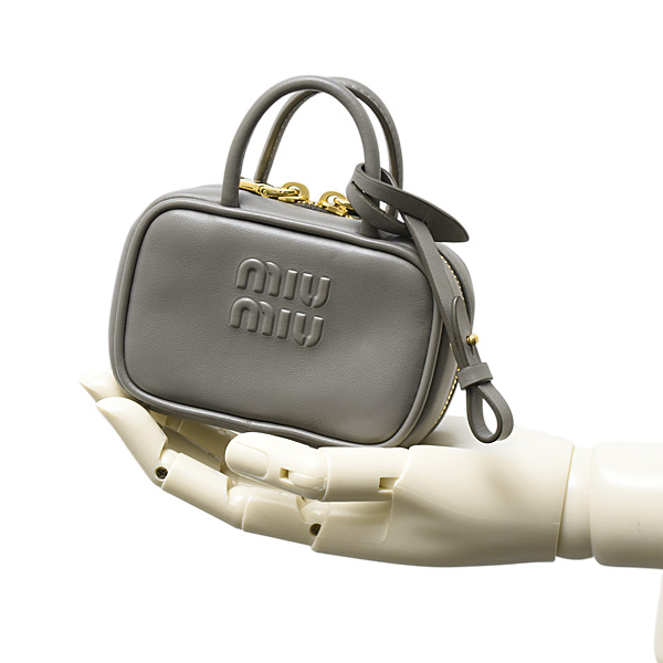 ミュウミュウ ブランド小物 レディース マイクロバッグチャーム レザー グレー MIUMIU 5NR036中古