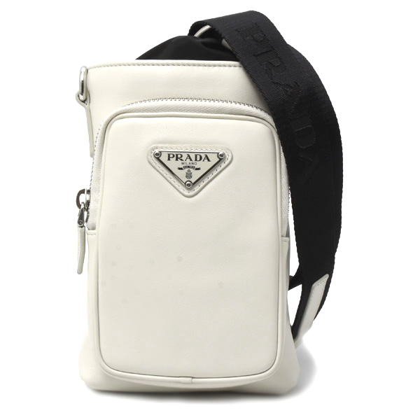 プラダ バッグ レディース フォンケース ショルダーバッグ カーフ オフホワイト系 PRADA 2ZH155 中古