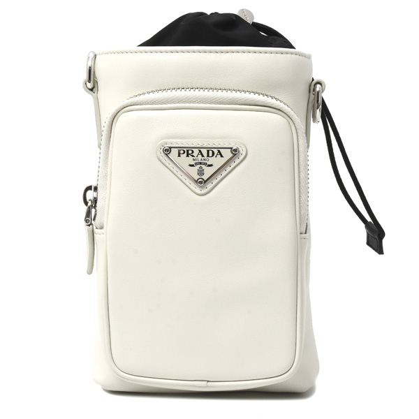 プラダ バッグ レディース フォンケース ショルダーバッグ カーフ オフホワイト系 PRADA 2ZH155 中古