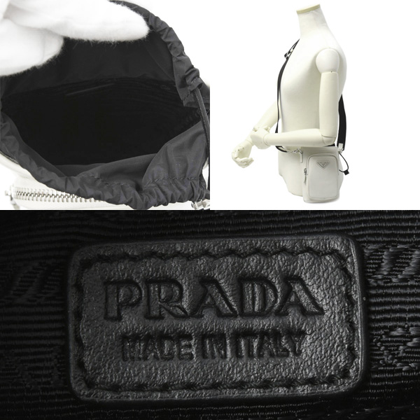 プラダ バッグ レディース フォンケース ショルダーバッグ カーフ オフホワイト系 PRADA 2ZH155 中古