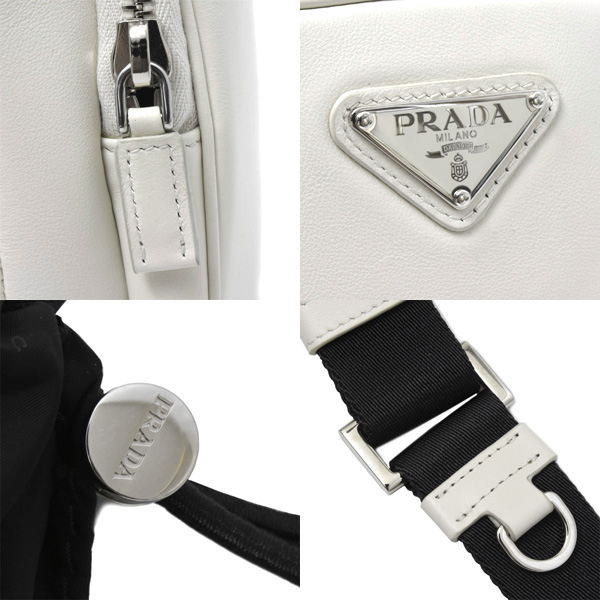 プラダ バッグ レディース フォンケース ショルダーバッグ カーフ オフホワイト系 PRADA 2ZH155 中古