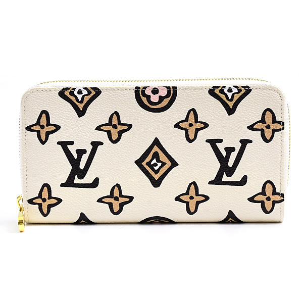 ルイヴィトン 財布 レディース メンズ ワイルド アット ハート ジッピーウォレット クリームベージュ系 M80676 Louis Vuitton 中古
