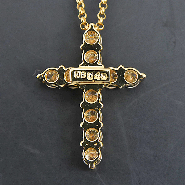 ジャスティンデイビス ネックレス レディース ダイヤ クロス ペンダント D0.43ct 十字架 イエローゴールド K18YG 750YG Justin Davis 中古