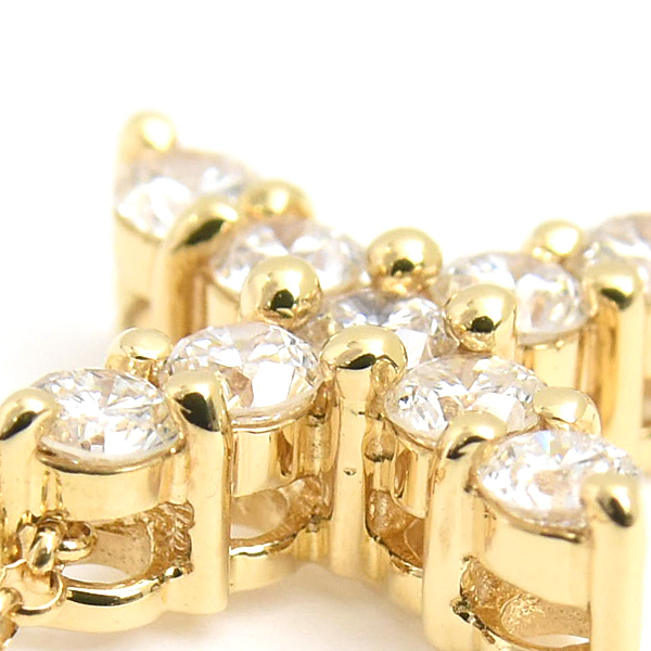 ジャスティンデイビス ネックレス レディース ダイヤ クロス ペンダント D0.43ct 十字架 イエローゴールド K18YG 750YG Justin Davis 中古