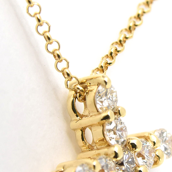 ジャスティンデイビス ネックレス レディース ダイヤ クロス ペンダント D0.43ct 十字架 イエローゴールド K18YG 750YG Justin Davis 中古