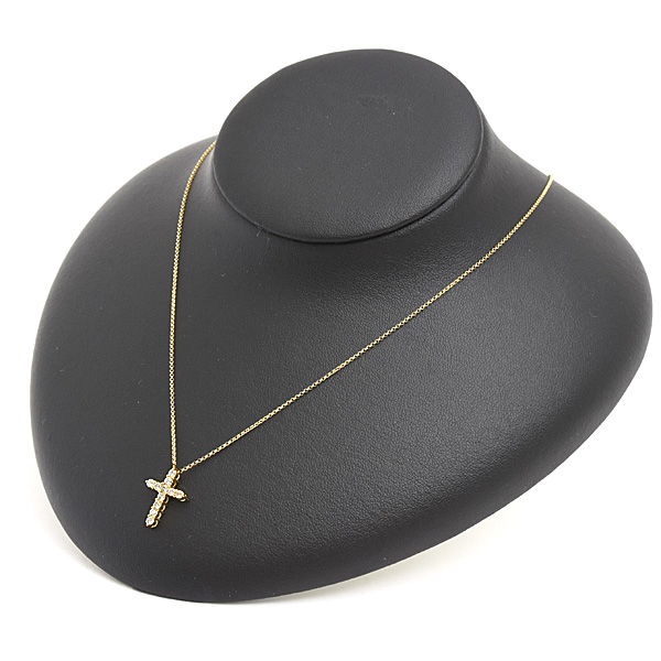 ジャスティンデイビス ネックレス レディース ダイヤ クロス ペンダント D0.43ct 十字架 イエローゴールド K18YG 750YG Justin Davis 中古