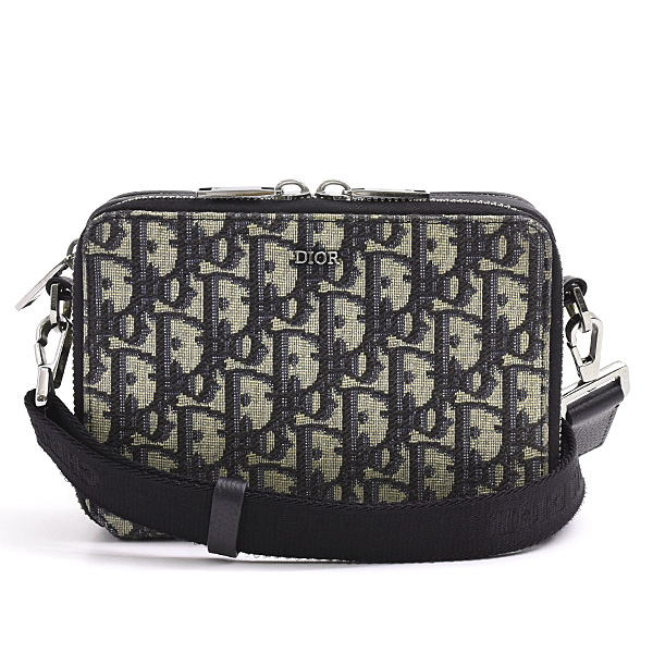 クリスチャンディオール バッグ メンズ レディース オブリーク ジップポーチ キャンバス ネイビー系 Christian Dior 2OBBC119YSE 中古