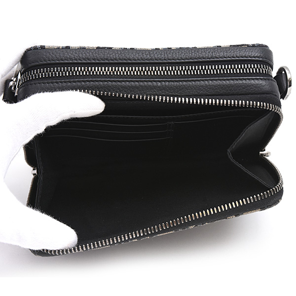 クリスチャンディオール バッグ メンズ レディース オブリーク ジップポーチ キャンバス ネイビー系 Christian Dior 2OBBC119YSE 中古