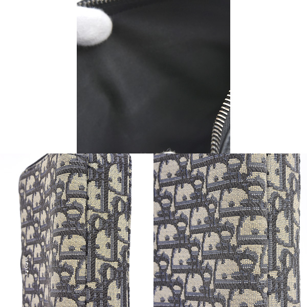 クリスチャンディオール バッグ メンズ レディース オブリーク ジップポーチ キャンバス ネイビー系 Christian Dior 2OBBC119YSE 中古