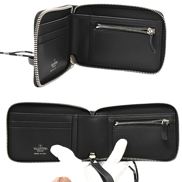 ヴァレンティノ 財布 メンズ ネックウォレット ショルダーウォレット カーフ ブラック VALENTINO Y2P0P90 中古