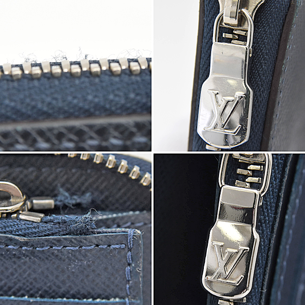 ルイヴィトン 財布 メンズ タイガ ジッピーウォレット ヴェルティカル 縦型 ロングウォレット ネイビー 紺 Louis Vuitton M32837 中古