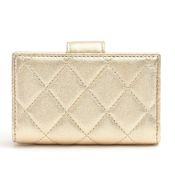 シャネル 財布 レディース マトラッセ クラシック スモールウォレット ゴールド ラムスキン CHANEL AP1991 中古
