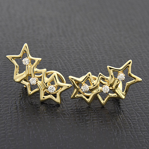 ティファニー ピアス レディース トリプルスター ダイヤ ピアス イエローゴールド 750YG TIFFANY 中古