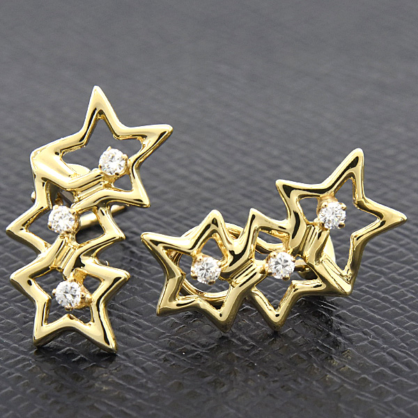 ティファニー ピアス レディース トリプルスター ダイヤ ピアス イエローゴールド 750YG TIFFANY 中古