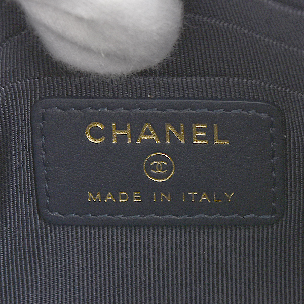 シャネル バッグ レディース ドーヴィル ロゴ ポーチ ミニバッグ クラッチ ストロー ネイビー CHANEL 中古