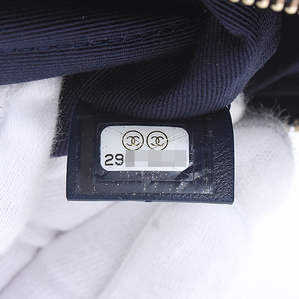 シャネル バッグ レディース ドーヴィル ロゴ ポーチ ミニバッグ クラッチ ストロー ネイビー CHANEL 中古