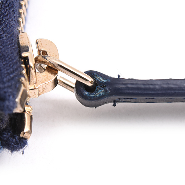 シャネル バッグ レディース ドーヴィル ロゴ ポーチ ミニバッグ クラッチ ストロー ネイビー CHANEL 中古