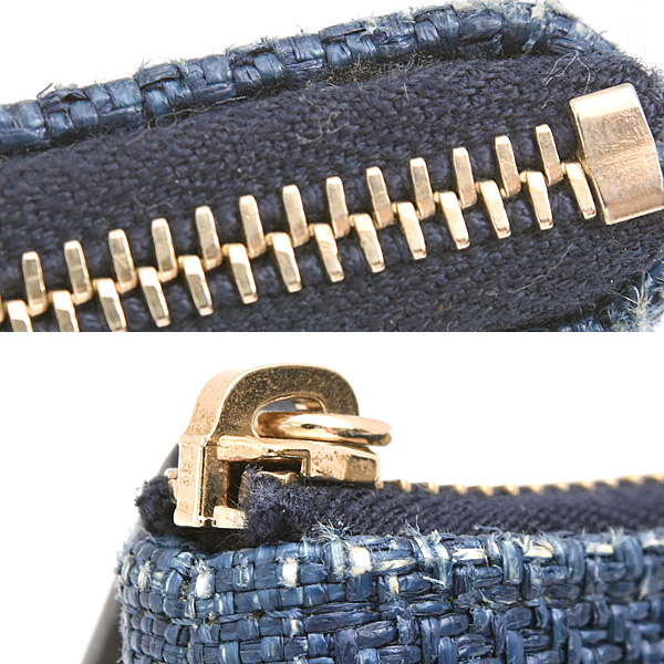 シャネル バッグ レディース ドーヴィル ロゴ ポーチ ミニバッグ クラッチ ストロー ネイビー CHANEL 中古