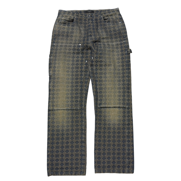 アミリ メンズ MA Quad カーペンターストレートジーンズ エムエークワッド ジャガード柄 サイズ32 カーキ AMIRI 中古