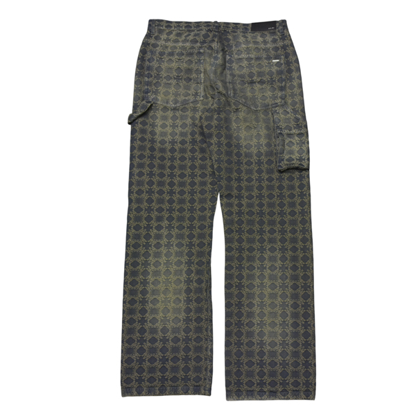 アミリ メンズ MA Quad カーペンターストレートジーンズ エムエークワッド ジャガード柄 サイズ32 カーキ AMIRI 中古