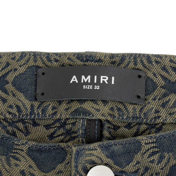 アミリ メンズ MA Quad カーペンターストレートジーンズ エムエークワッド ジャガード柄 サイズ32 カーキ AMIRI 中古