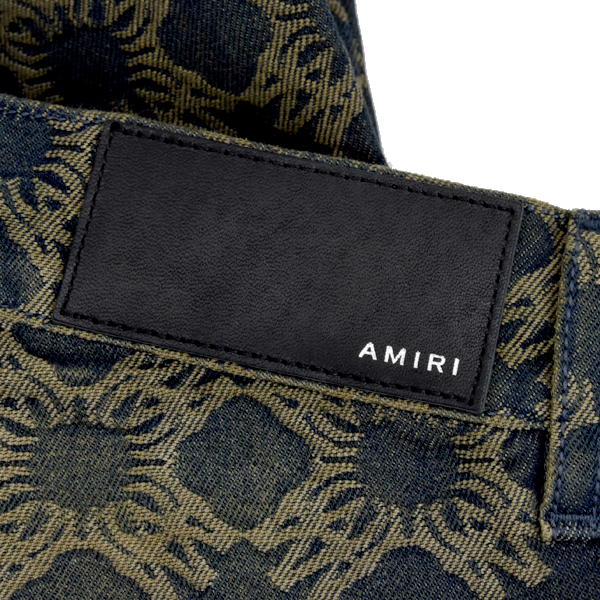 アミリ メンズ MA Quad カーペンターストレートジーンズ エムエークワッド ジャガード柄 サイズ32 カーキ AMIRI 中古