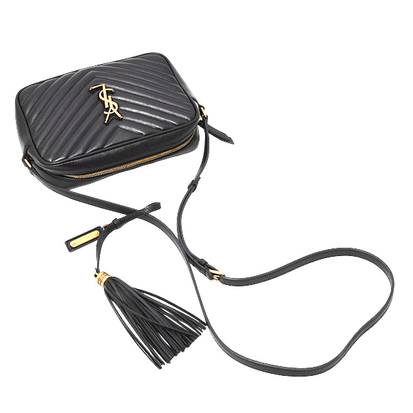 サンローラン バッグ レディース ルー カメラバッグ ショルダー タッセル レザー ブラック SAINT LAURENT 574494 中古