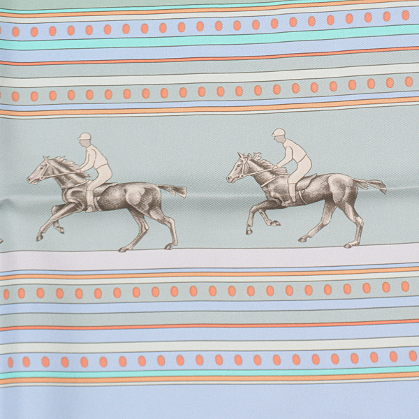 エルメス スカーフ レディース カレ90 SEQUENCES シーケンス 馬 配列 シルク 大判 ブルー系 HERMES 中古