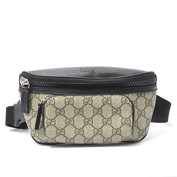 グッチ バッグ メンズ レディース GGスプリーム ベルトバッグ ウエストバッグ カーキ×ブラック GUCCI 450946 中古