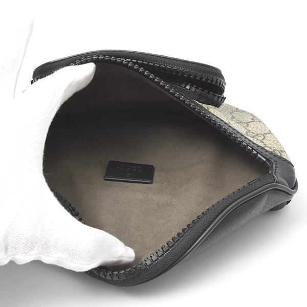 グッチ バッグ メンズ レディース GGスプリーム ベルトバッグ ウエストバッグ カーキ×ブラック GUCCI 450946 中古