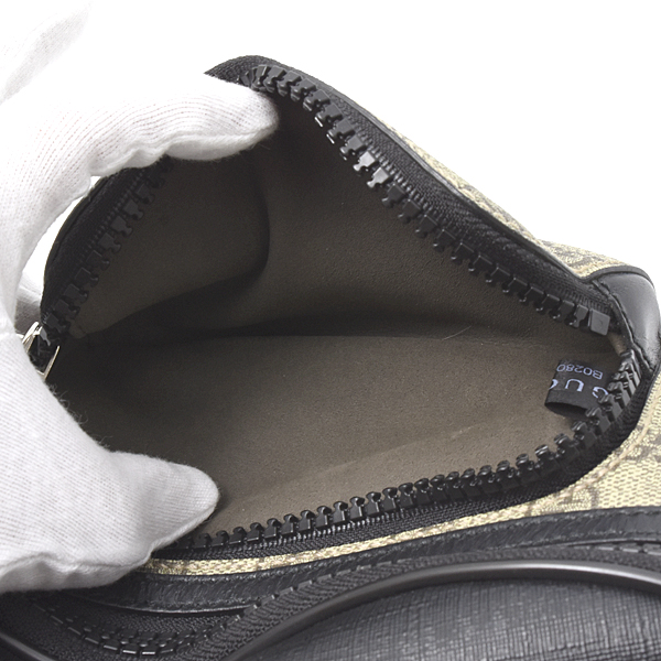 グッチ バッグ メンズ レディース GGスプリーム ベルトバッグ ウエストバッグ カーキ×ブラック GUCCI 450946 中古