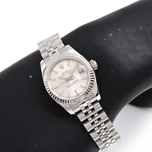 ロレックス 時計 レディース デイトジャスト 自動巻 D番 シルバー文字盤 SS×WG ROLEX 179174 中古
