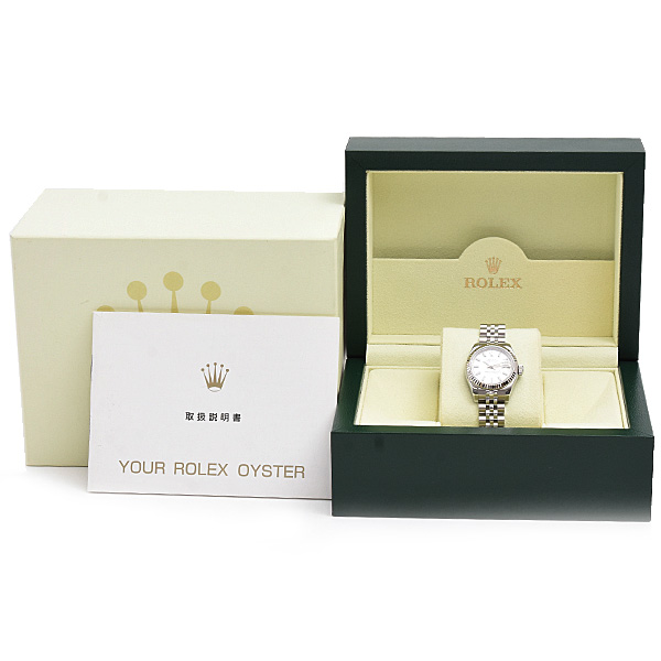 ロレックス 時計 レディース デイトジャスト 自動巻 D番 シルバー文字盤 SS×WG ROLEX 179174 中古