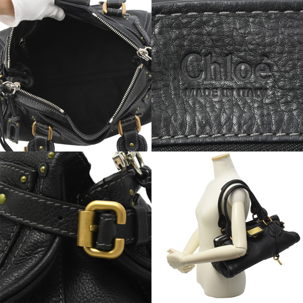 クロエ バッグ レディース パディントン ミディアム ハンドバッグ カーフ ブラック 7ESA02 Chloe 中古