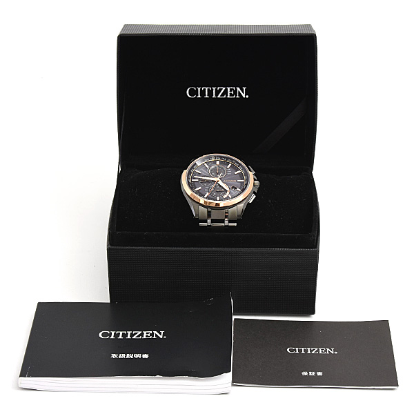 シチズン 時計 メンズ アテッサ ソーラー発電式 100周年記念モデル チタン TI ブラック文字盤 CITIZEN H804-T024131 中古