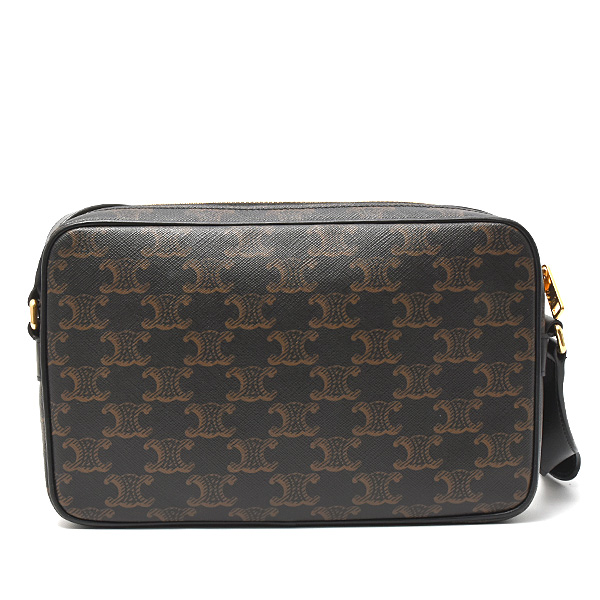 セリーヌ バッグ レディース トリオンフ ショルダーバッグ ロゴ入り PVCレザー ブラック CELINE 194502 中古