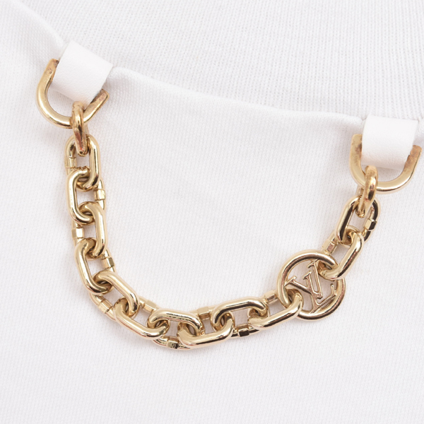 ルイヴィトン レディース フロックド LV Tシャツ 半袖 Mサイズ クリーニング済み ホワイト オレンジ Louis Vuitton 中古
