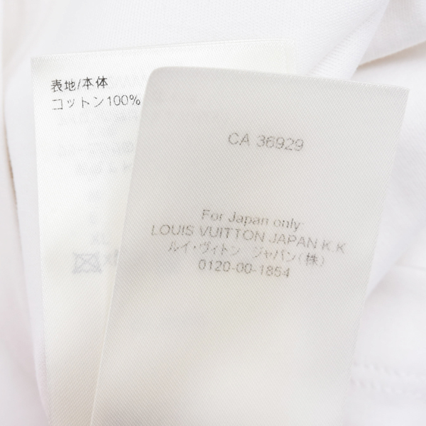 ルイヴィトン レディース フロックド LV Tシャツ 半袖 Mサイズ クリーニング済み ホワイト オレンジ Louis Vuitton 中古