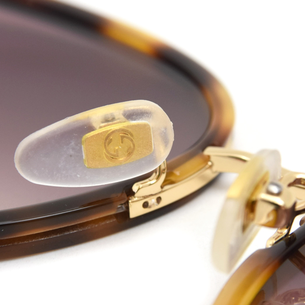 グッチ サングラス メンズ レディース セルフレーム メタルフレーム フォックスサングラス アジアンフィット メガネ ブラウン系 GUCCI 中古
