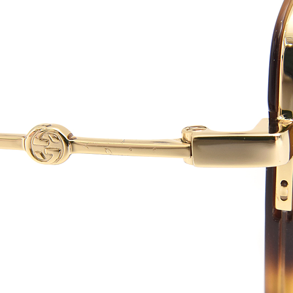 グッチ サングラス メンズ レディース セルフレーム メタルフレーム フォックスサングラス アジアンフィット メガネ ブラウン系 GUCCI 中古