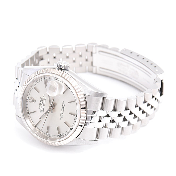 ロレックス 時計 メンズ デイトジャスト 自動巻 Y番 シルバー文字盤 SS×WG ROLEX 16234 中古