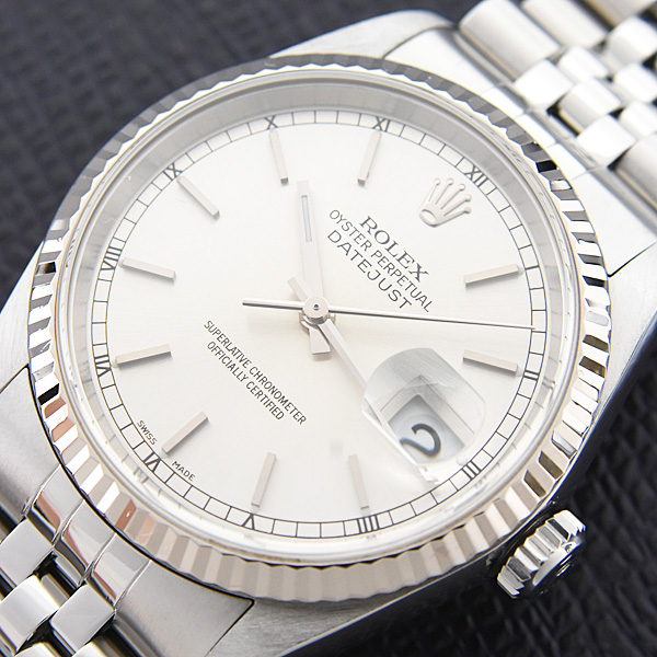 ロレックス 時計 メンズ デイトジャスト 自動巻 Y番 シルバー文字盤 SS×WG ROLEX 16234 中古