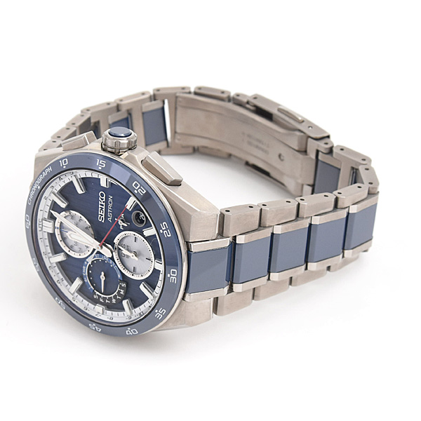 セイコー 時計 メンズ アストロン ネクスタ― GPS ソーラー クロノグラフ ブルー文字盤 チタン TI SEIKO 5X83-0AA0 中古