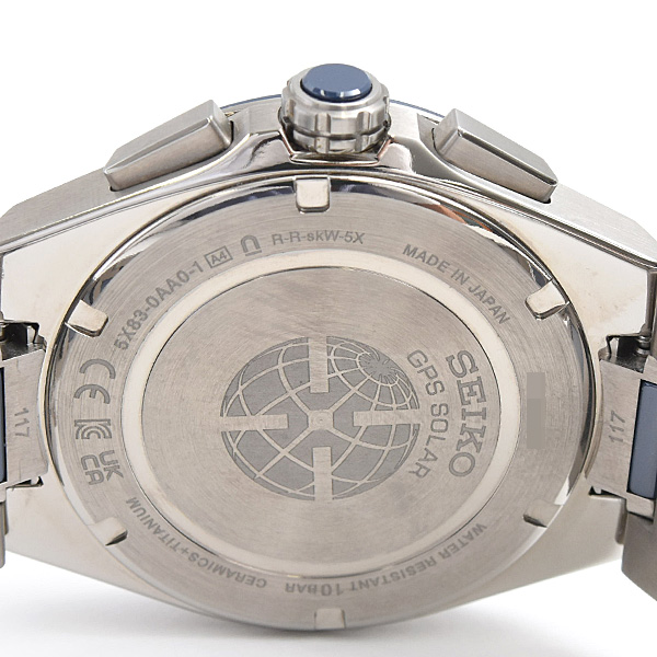 セイコー 時計 メンズ アストロン ネクスタ― GPS ソーラー クロノグラフ ブルー文字盤 チタン TI SEIKO 5X83-0AA0 中古