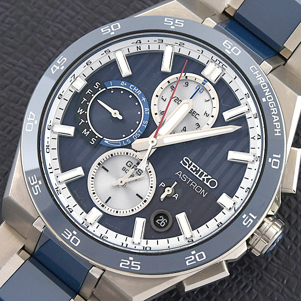 セイコー 時計 メンズ アストロン ネクスタ― GPS ソーラー クロノグラフ ブルー文字盤 チタン TI SEIKO 5X83-0AA0 中古